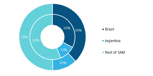 SAM Cosmetic Packaging Market, By Country, 2020 and 2028 (%)